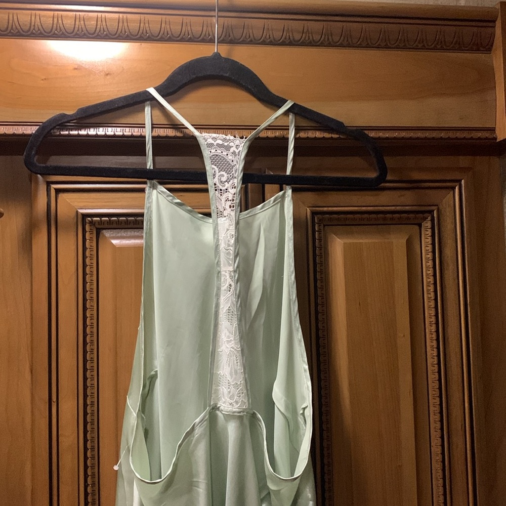 NWOT Free People Sunset Shimmer Satin Midi Slipdress Mint Green Size Medium - Picture 7 of 11